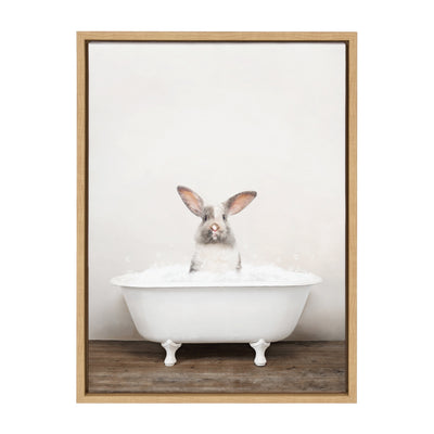 Sylvie Bunny in Rustic Bath Framed Canvas by kateandlaurel - product image 2 for Resin Society