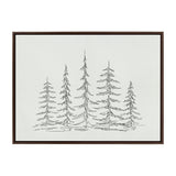 Sylvie Minimalist Evergreen Trees Sketch Framed Canvas