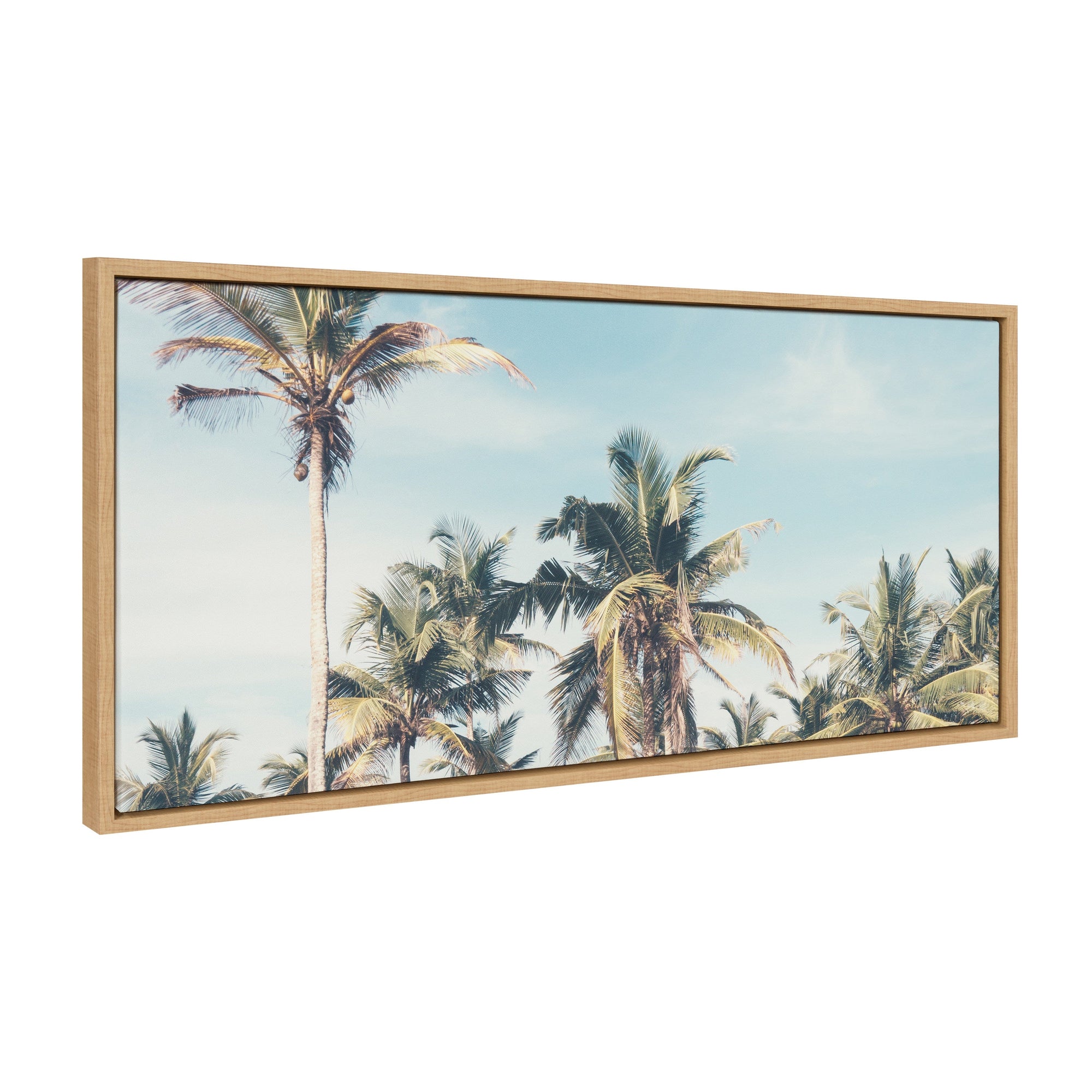 Sylvie Coastal Coconut Palm Tree Beach Framed Canvas by kateandlaurel - main product image for Resin Society