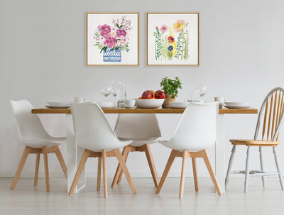 Sylvie Pink Blooms in Chinoiserie Framed Canvas by kateandlaurel - product image 15 for Resin Society