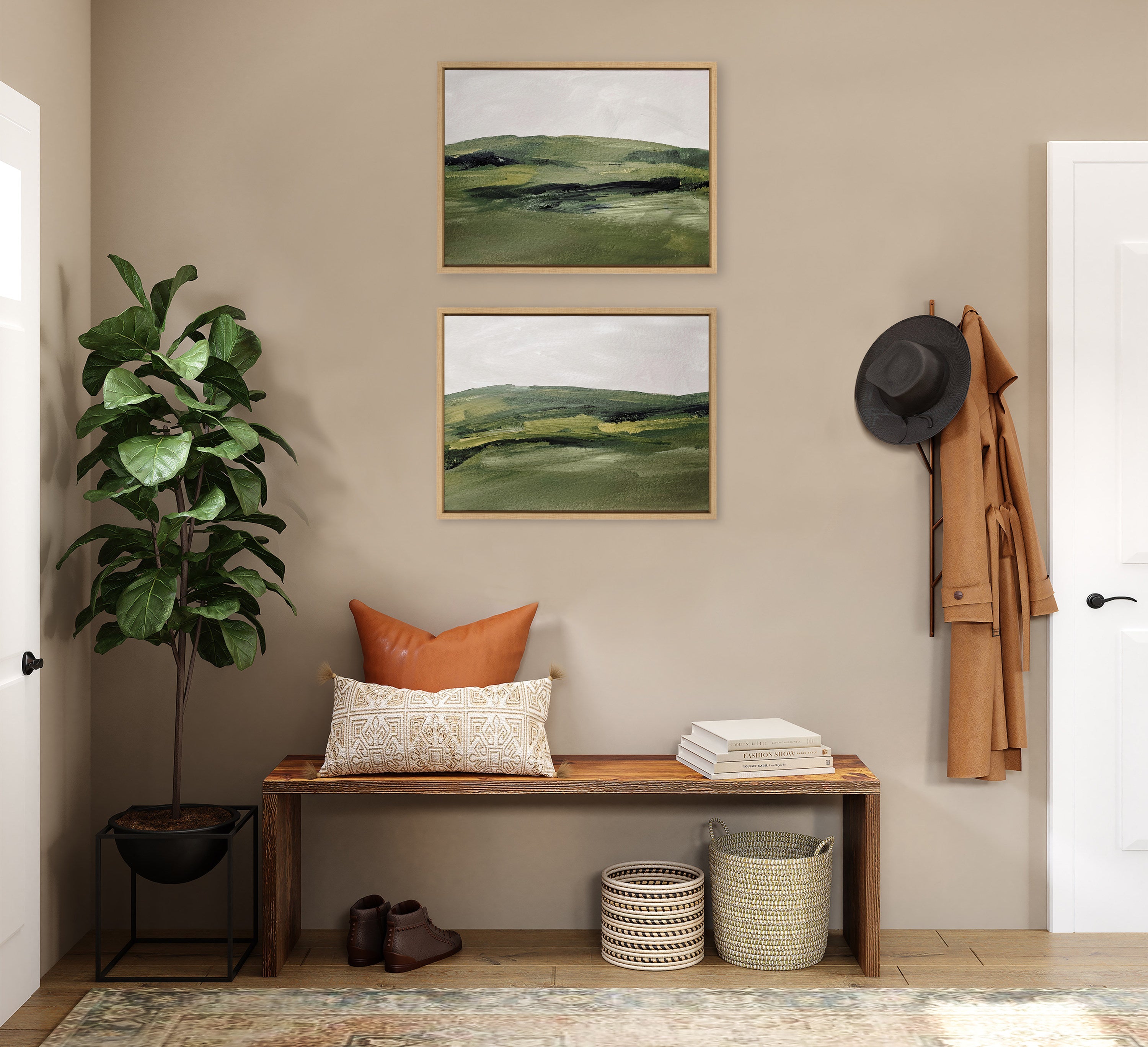 Sylvie Green Mountain Landscape I and II Framed Canvas Art Set by Amy Lighthall
