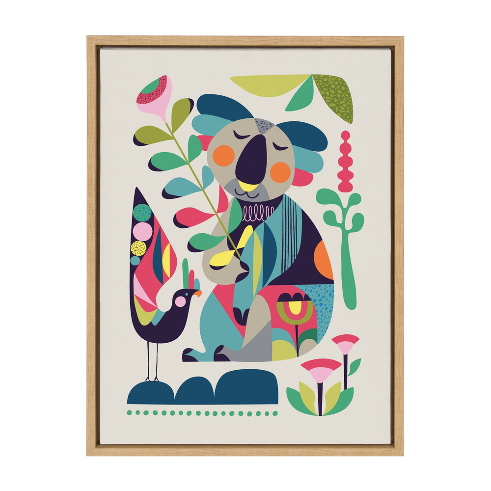 Sylvie Mid Century Modern Koala Framed Canvas by kateandlaurel - main product image for Resin Society