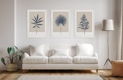 Sylvie Muted Tan and Blue Colorblock Botanical Palm Framed Canvas by kateandlaurel - product image 5 for Resin Society