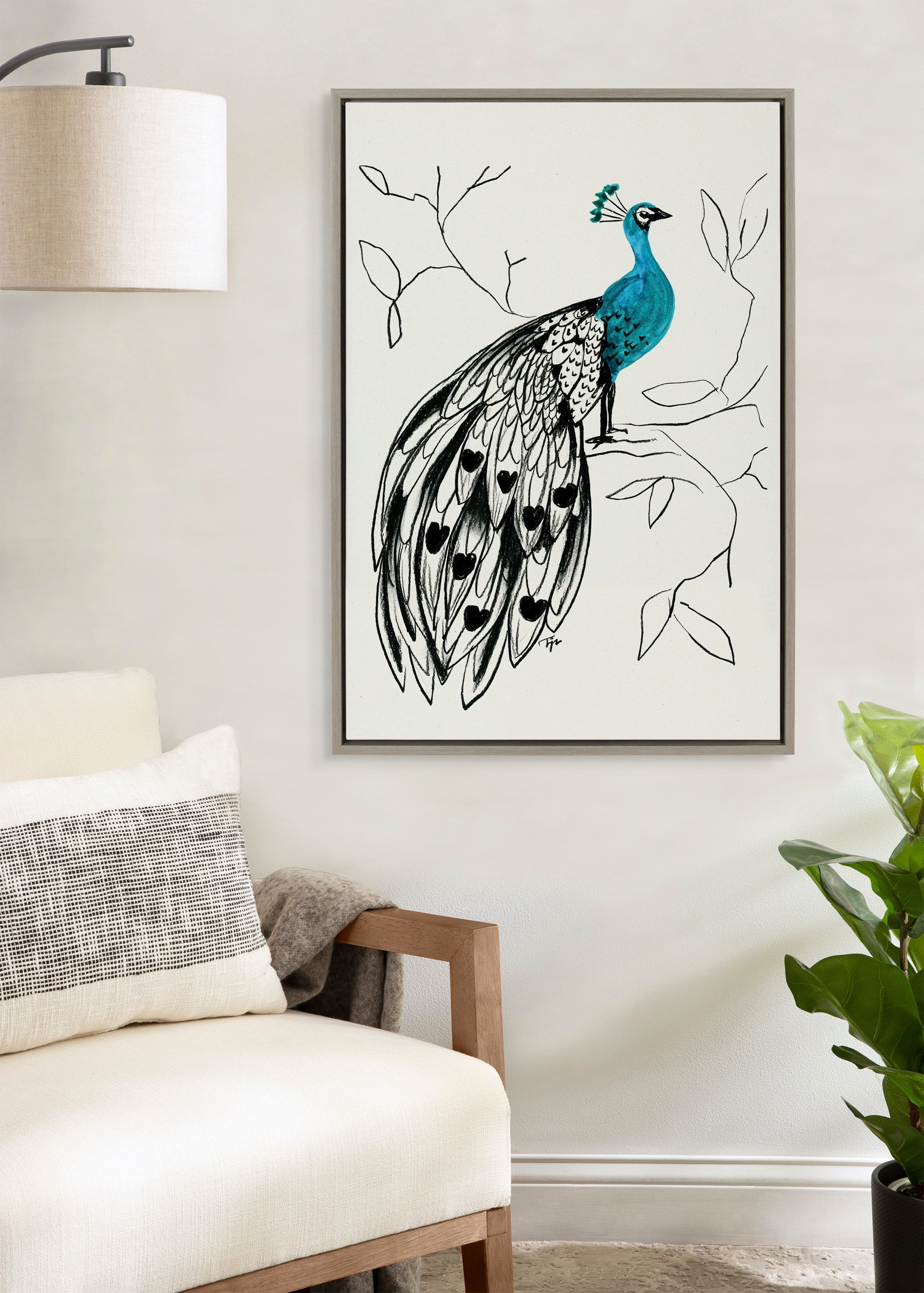 Sylvie 658 Peacock Framed Canvas by kateandlaurel - product image 10 for Resin Society