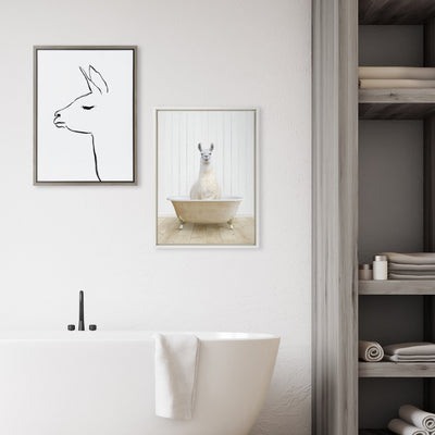 Sylvie Llama Farmhouse Bath Framed Canvas by kateandlaurel - product image 5 for Resin Society
