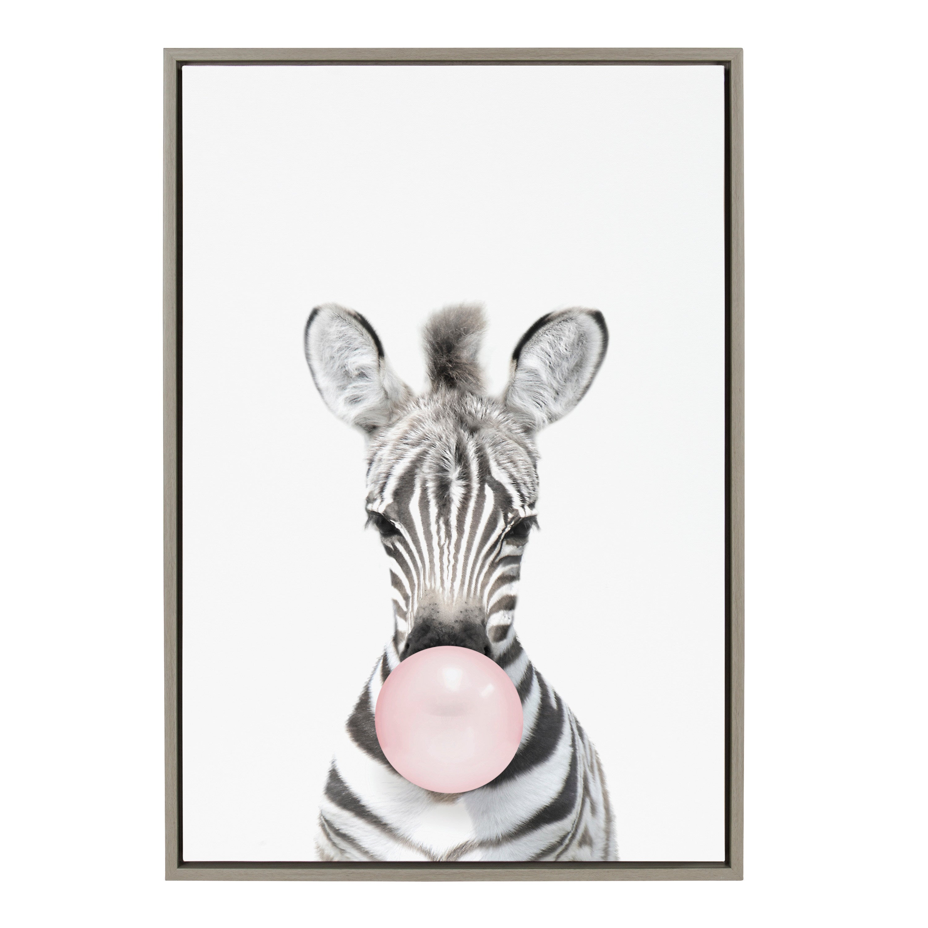 Sylvie Bubble Gum Zebra Framed Canvas by Amy Peterson Art Studio by kateandlaurel - main product image for Resin Society