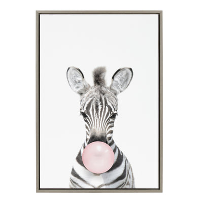 Sylvie Bubble Gum Zebra Framed Canvas by Amy Peterson Art Studio by kateandlaurel - main product image for Resin Society