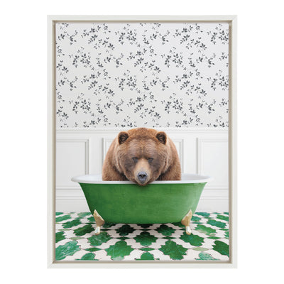 Sylvie Big Bear In Eclectic Green Bath Framed Canvas by kateandlaurel - product image 8 for Resin Society