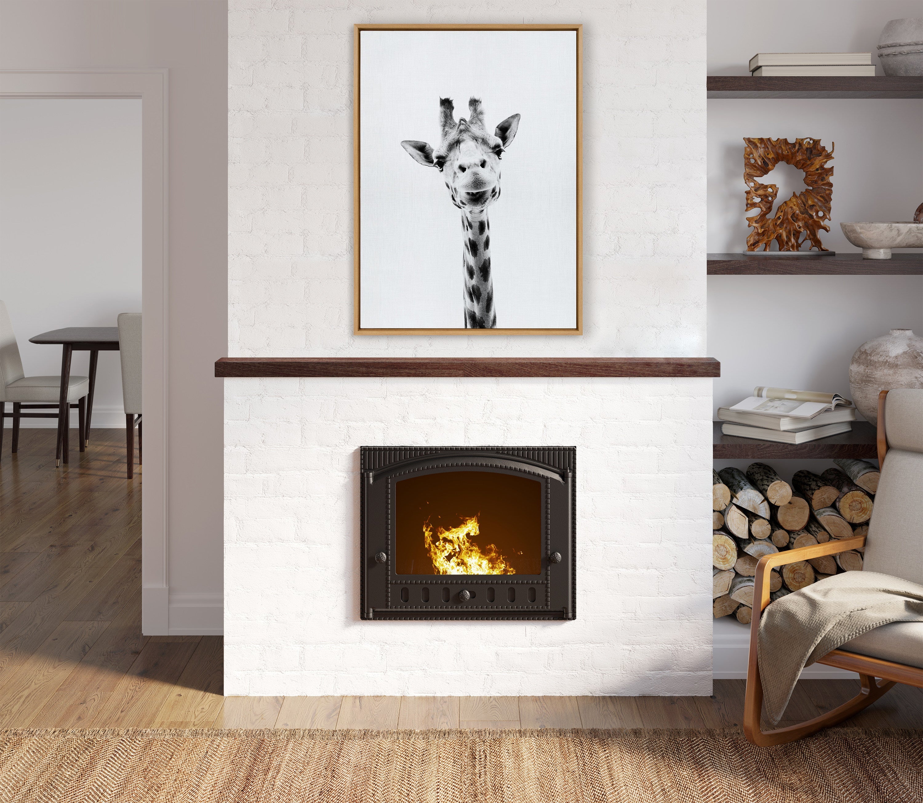 Sylvie Giraffe Framed Canvas by Simon Te of Tai Prints by kateandlaurel - product image 3 for Resin Society