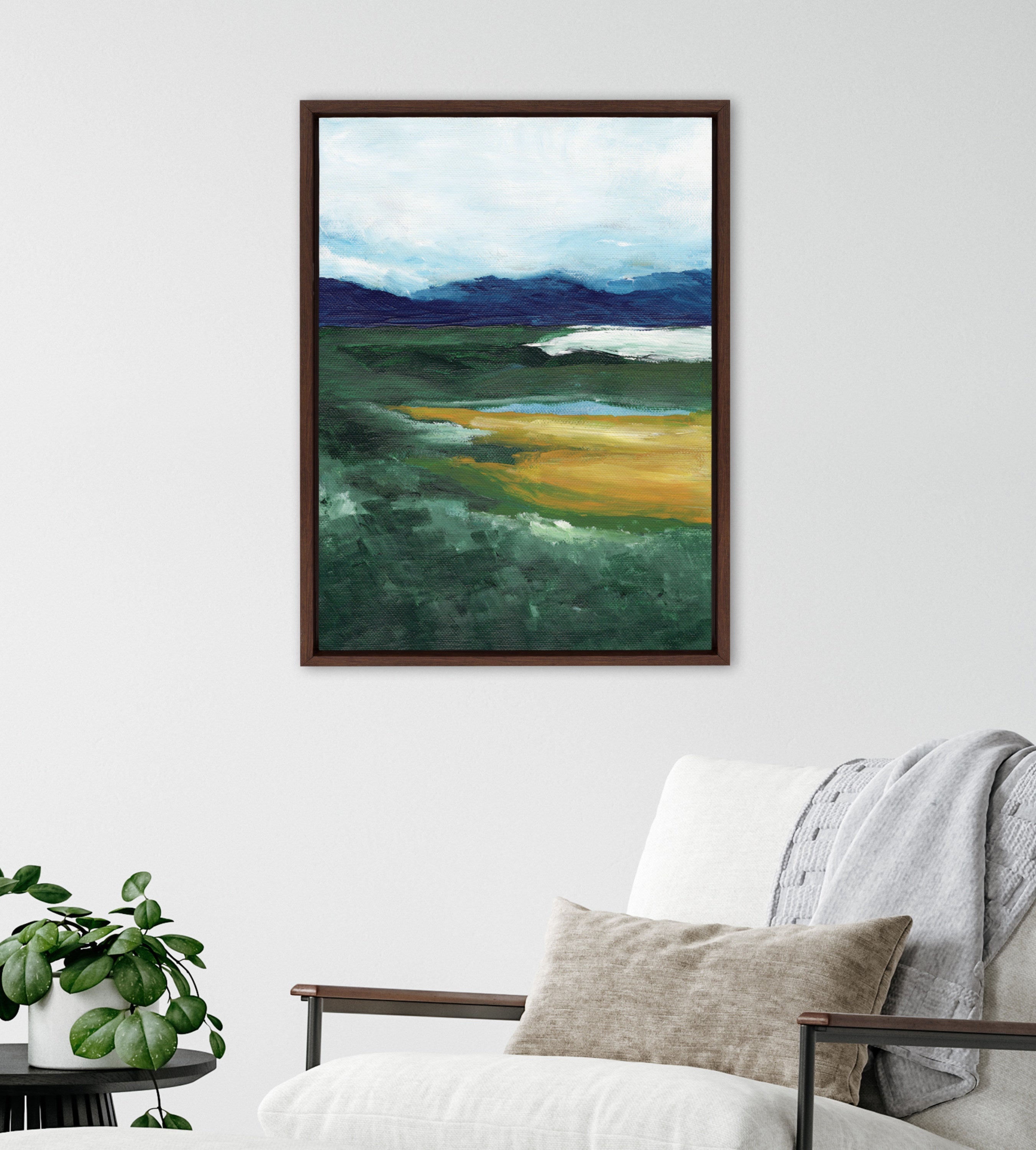 Sylvie Misty Green Framed Canvas by Nikita Jariwala