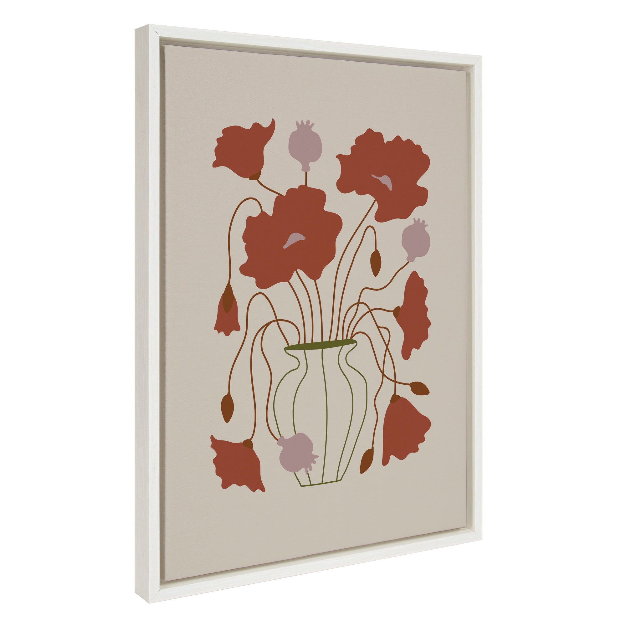 Sylvie Colorful Abstract Retro Floral Red and Pink Framed Canvas by kateandlaurel - product image 7 for Resin Society