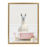 Sylvie Llama in Cottage Rose Bath Framed Canvas by kateandlaurel - product image 2 for Resin Society