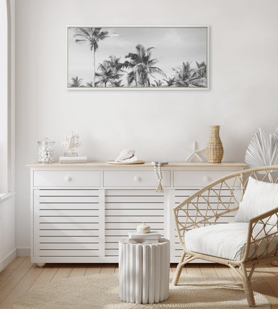 Sylvie Coastal Coconut Palm Tree Beach BW Framed Canvas by kateandlaurel - product image 4 for Resin Society
