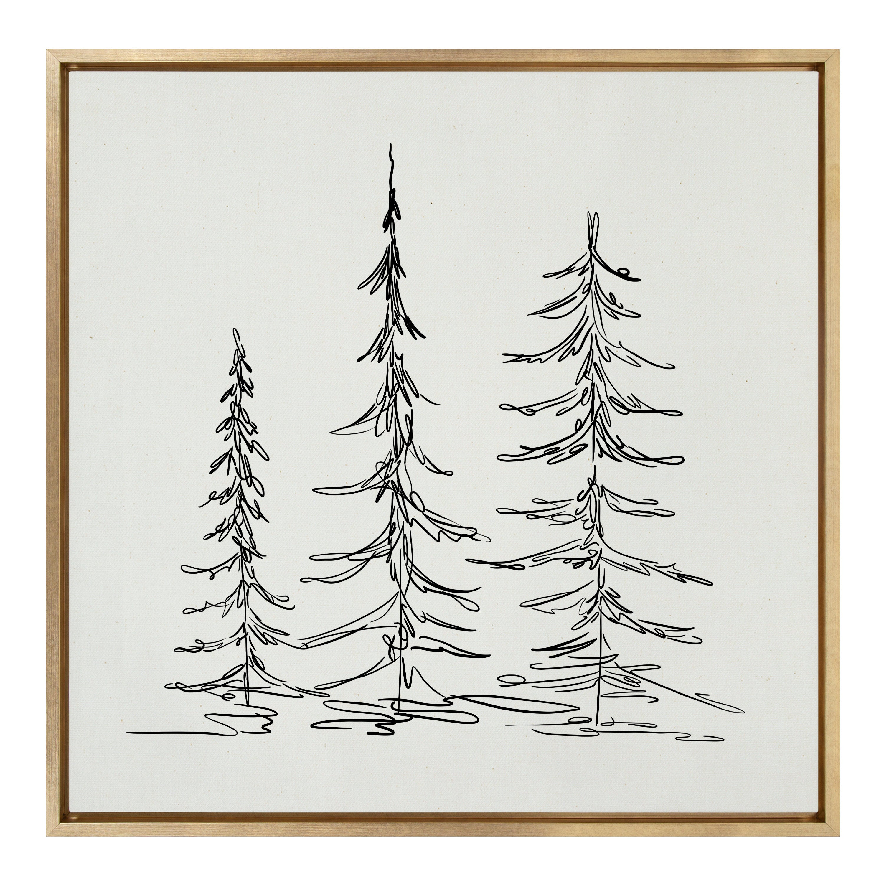 Sylvie Minimalist Evergreen Trees Sketch Framed Canvas by kateandlaurel - product image 13 for Resin Society