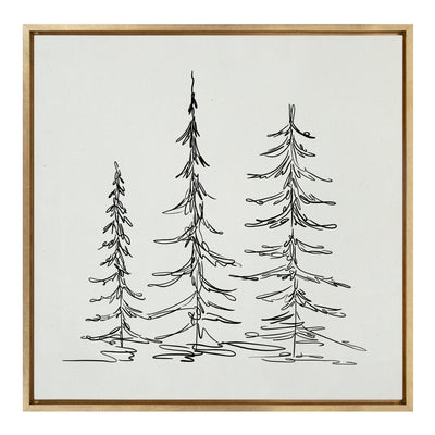Sylvie Minimalist Evergreen Trees Sketch Framed Canvas by kateandlaurel - product image 13 for Resin Society