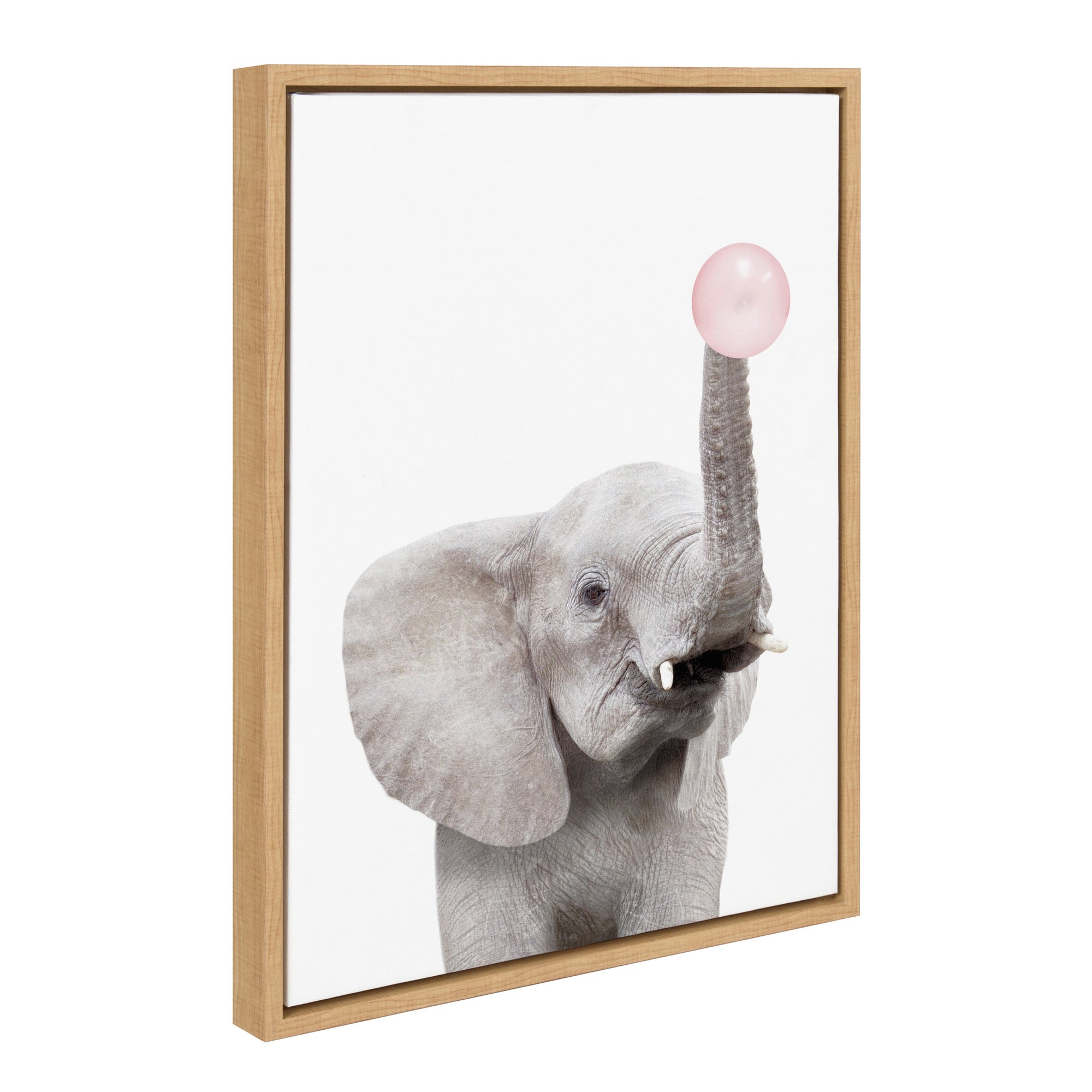 Sylvie Bubble Gum Elephant Framed Canvas by Amy Peterson Art Studio by kateandlaurel - main product image for Resin Society