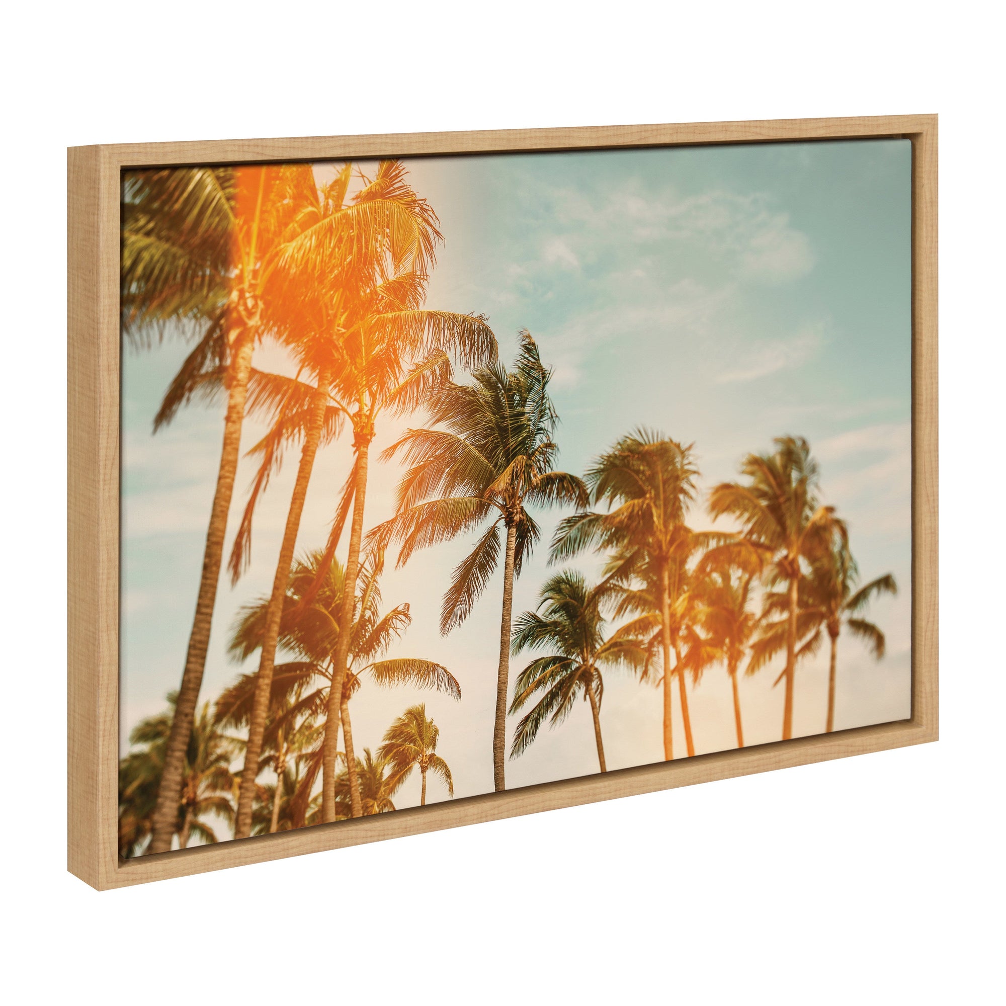 Sylvie Miami Breeze Framed Canvas by Alicia Bock showing palm trees swaying in the breeze
