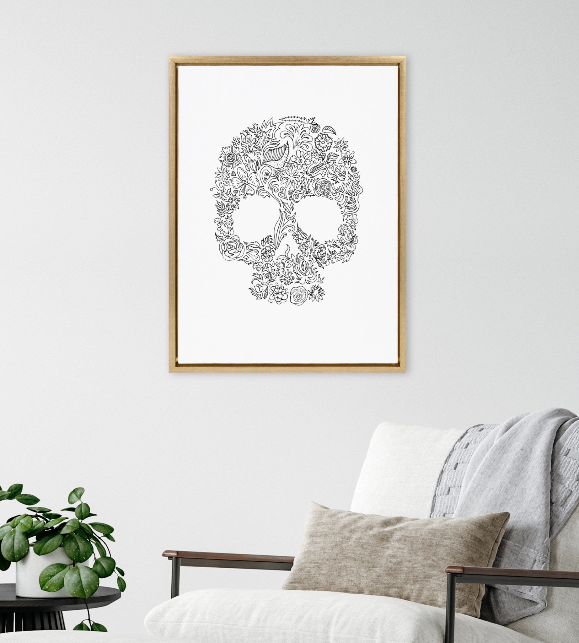 Sylvie Skull Print Framed Canvas by Viola Kreczmer