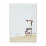 Sylvie Wood Ocean Beach Lifeguard Tower Framed Canvas by kateandlaurel - main product image for Resin Society