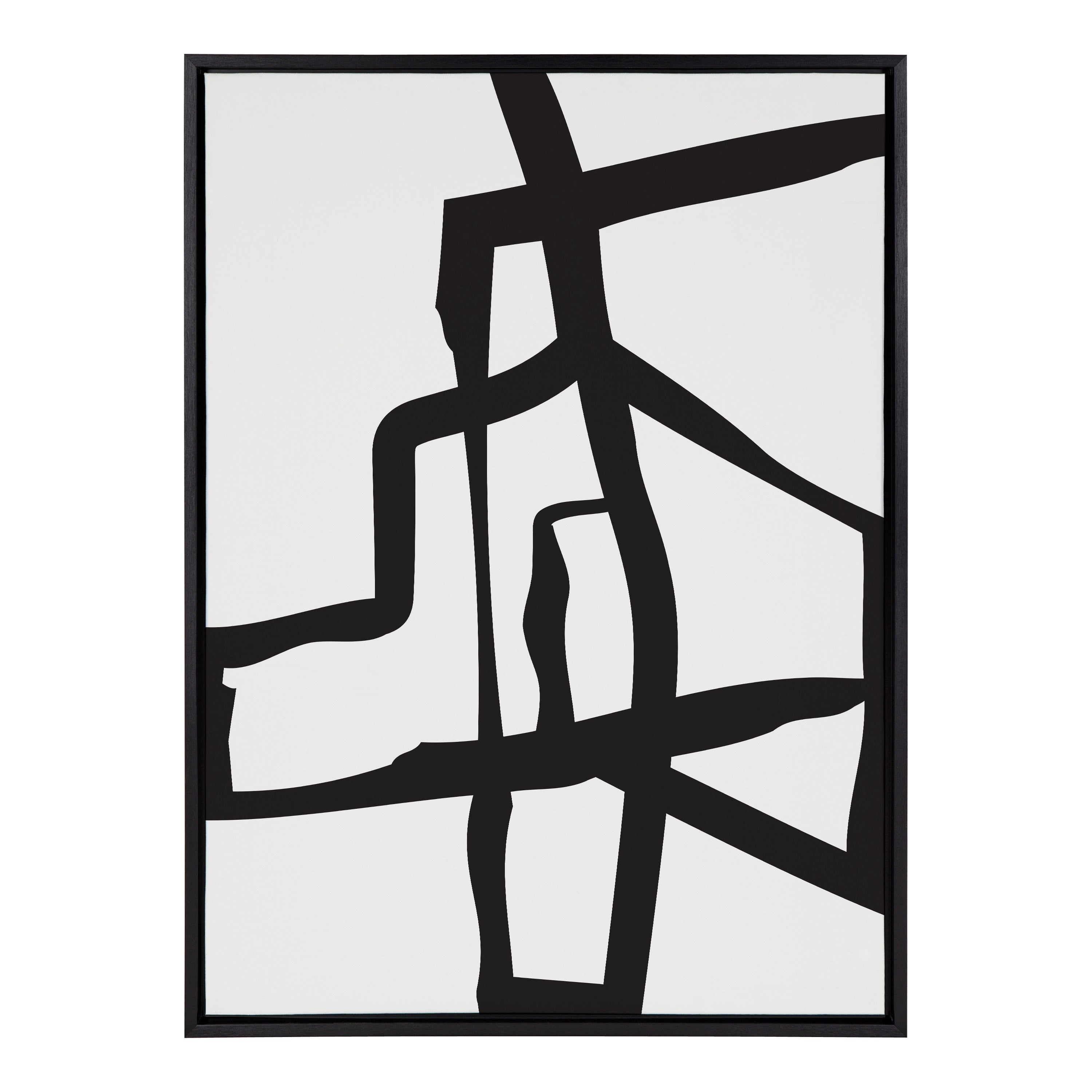 Sylvie Bold Sophisticated Abstract Black Stroke Framed Canvas by kateandlaurel - product image 8 for Resin Society