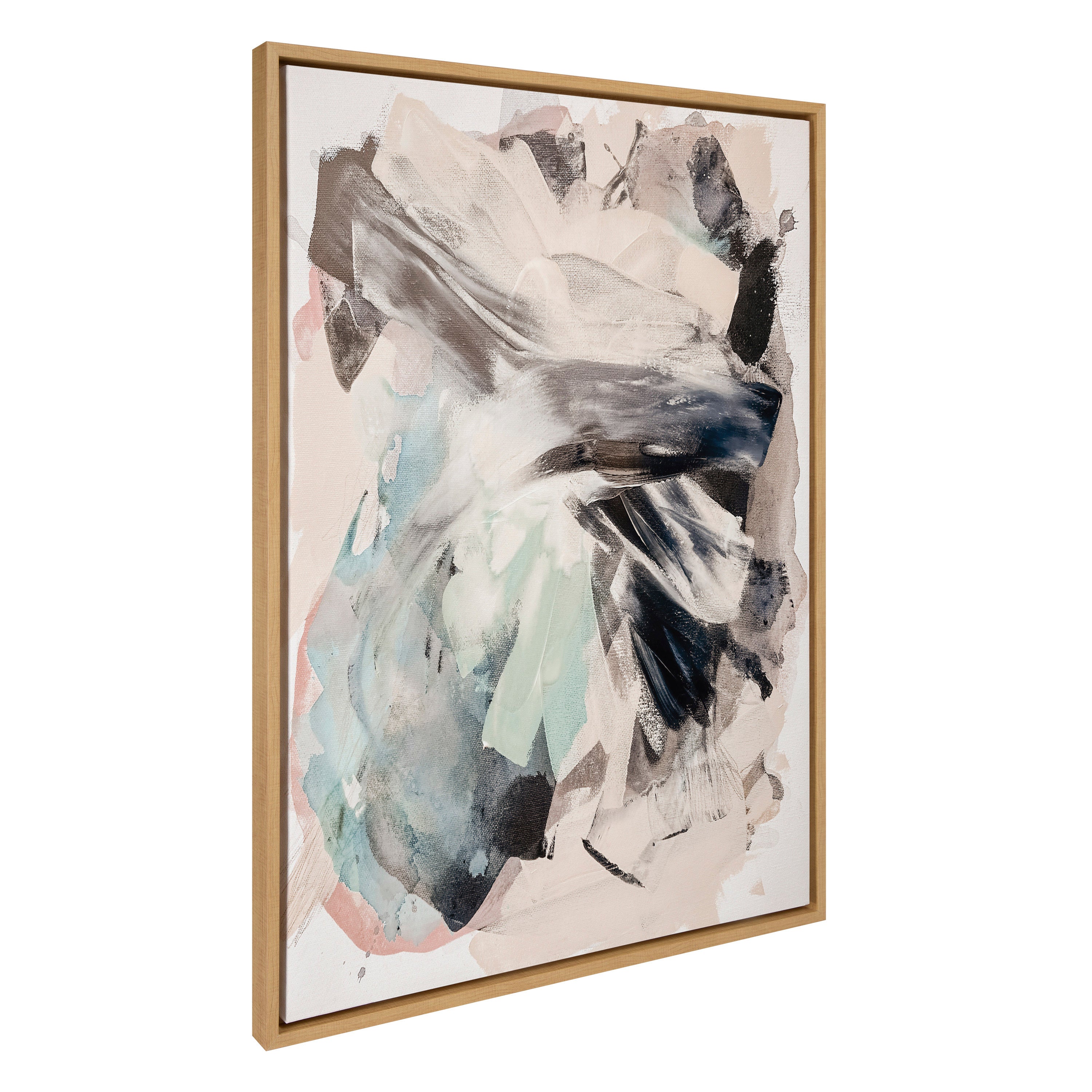 Sylvie Painted Flow II Framed Canvas Art by Amy Lighthall showing abstract brushstrokes in neutral tones within a natural floating frame