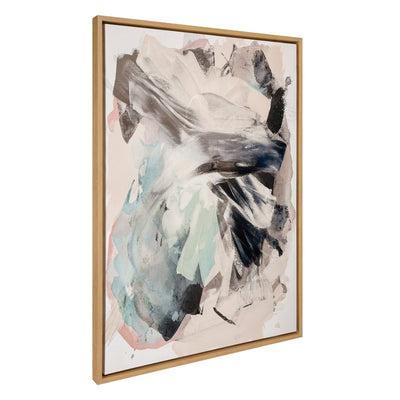 Sylvie Painted Flow II Framed Canvas Art by Amy Lighthall showing abstract brushstrokes in neutral tones within a natural floating frame