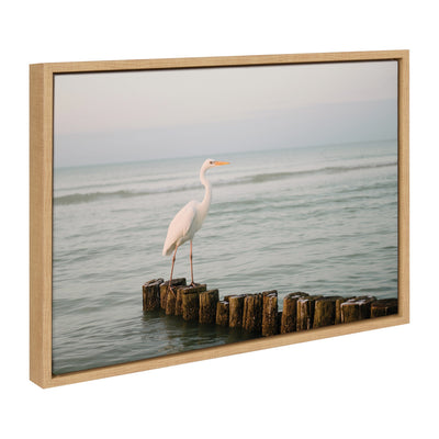 Sylvie Great White Heron Isla Holbox framed canvas art depicting a great white heron with a soft natural color palette