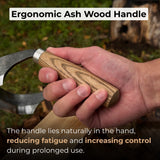 Half-rounded drawknife (inshave) with curved blade and leather sheath