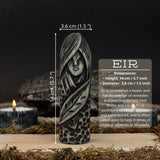 Hand-carved wooden figurine of Eir, Norse goddess of healing, 14 cm tall with black finish