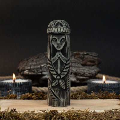 Hand-carved wooden Freyja figurine 14 cm tall, Scandinavian goddess statue