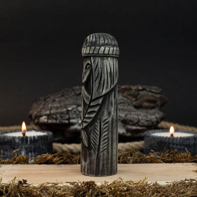 Hand-carved wooden Freyja figurine 14 cm tall, Scandinavian goddess statue
