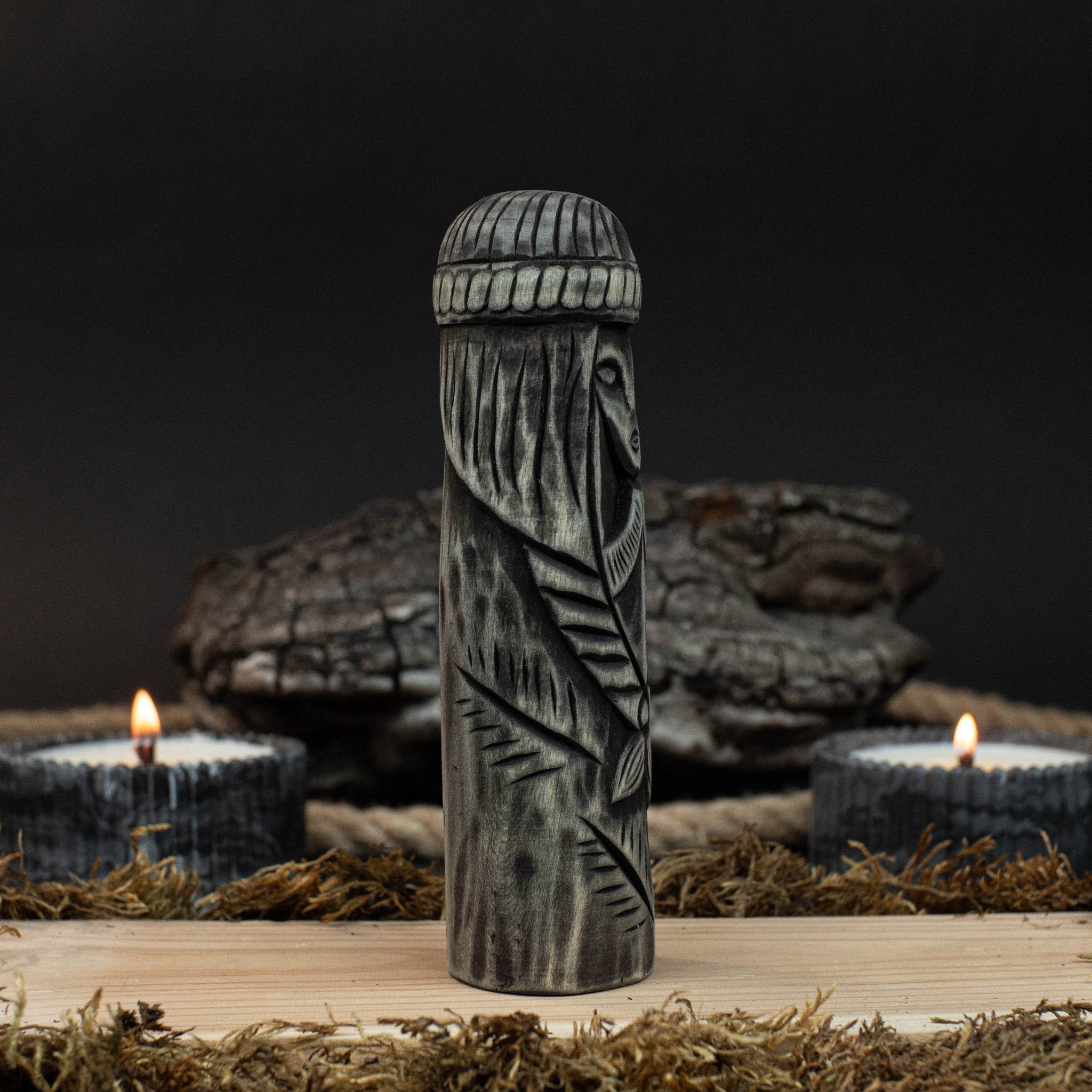 Hand-carved wooden Freyja figurine 14 cm tall, Scandinavian goddess statue