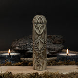 Hand-carved wooden Freyja statue 14 cm tall, Norse goddess altar figurine