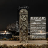 Hand-carved wooden Freyja statue 14 cm tall, Norse goddess altar figurine