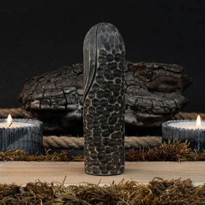 Hand-carved wooden Odin figurine, 13 cm tall, detailed Norse god sculpture