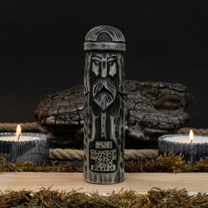 Hand-carved wooden Thor figurine 14 cm tall, Scandinavian god statue