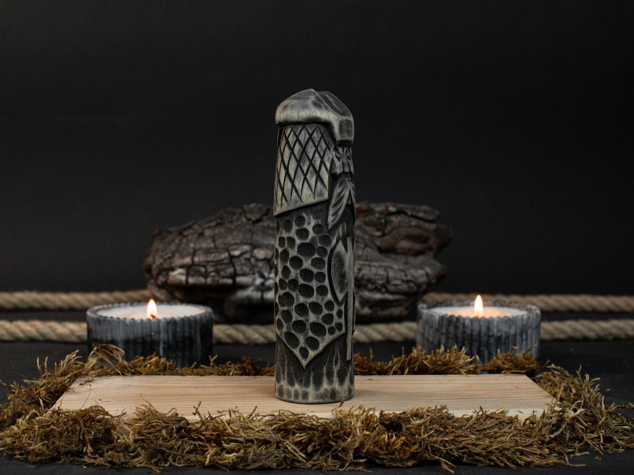 Hand-carved wooden Vidar figurine, 14 cm tall, Norse god of vengeance statue