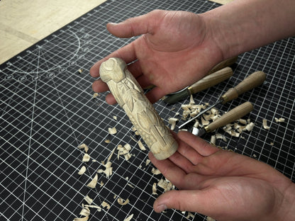 Hand-carved wooden Vidar figurine, 14 cm tall, Norse god of vengeance statue
