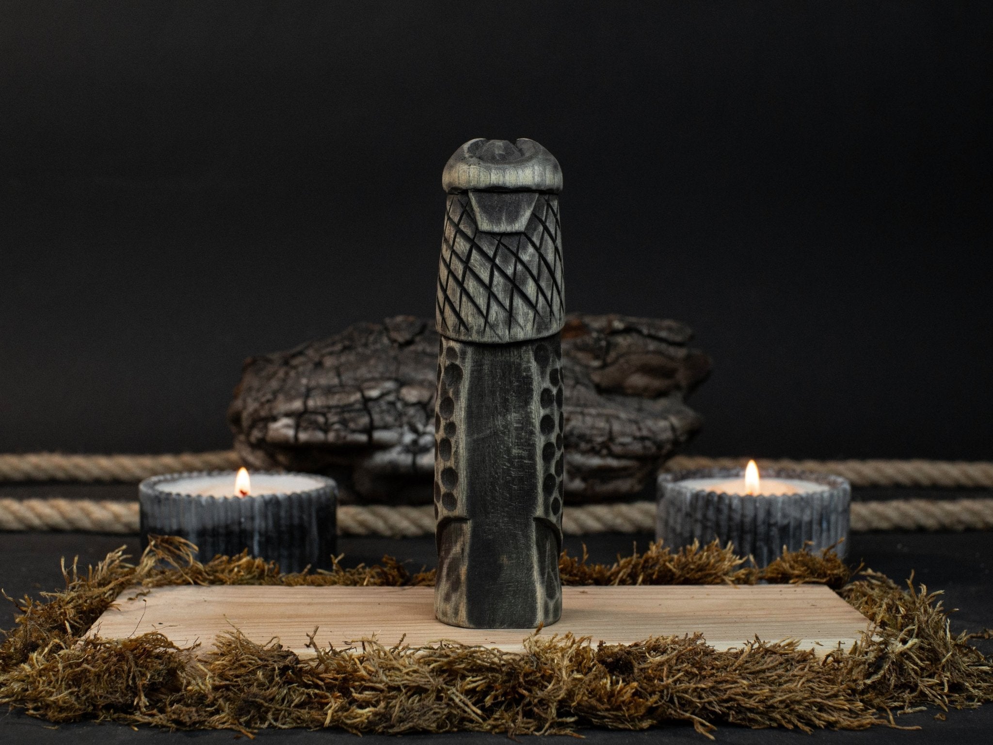 Hand-carved wooden Vidar figurine, 14 cm tall, Norse god of vengeance statue