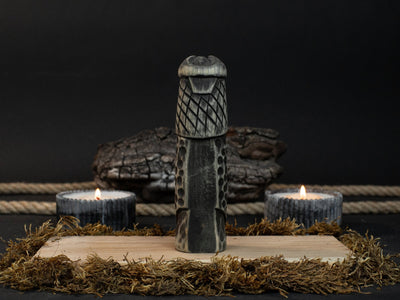 Hand-carved wooden Vidar figurine, 14 cm tall, Norse god of vengeance statue