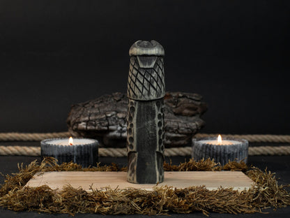 Hand-carved wooden Vidar figurine, 14 cm tall, Norse god of vengeance statue
