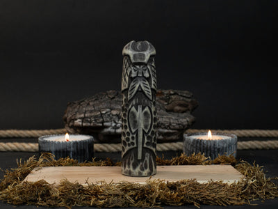 Hand-carved wooden Vidar figurine, 14 cm tall, Norse god of vengeance statue