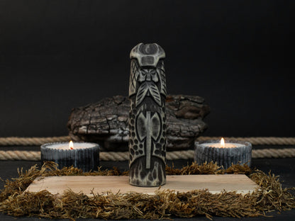 Hand-carved wooden Vidar figurine, 14 cm tall, Norse god of vengeance statue