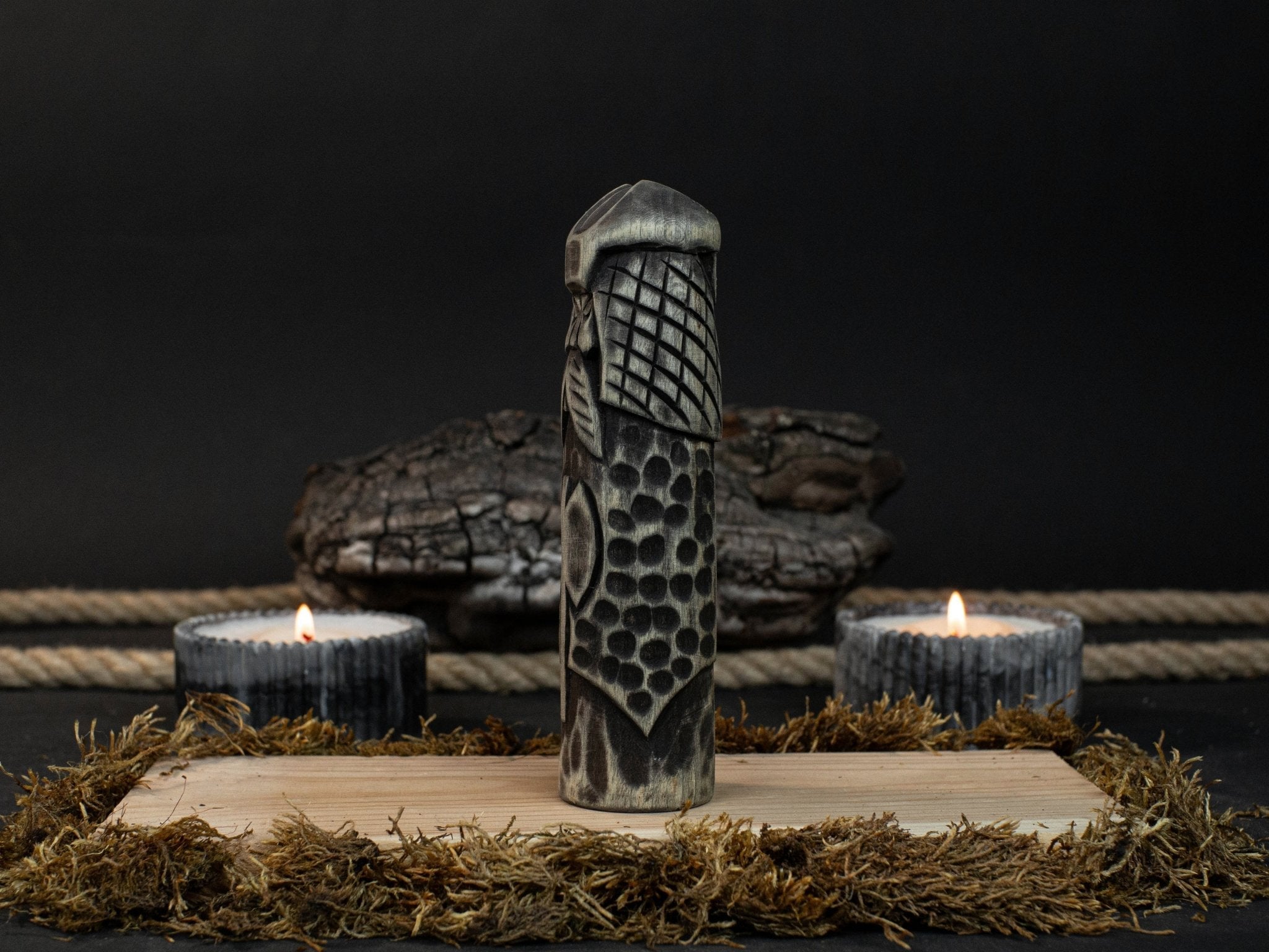 Hand-carved wooden Vidar figurine, 14 cm tall, Norse god of vengeance statue
