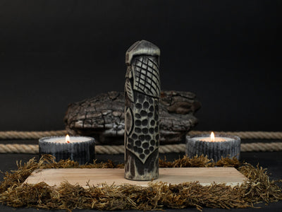 Hand-carved wooden Vidar figurine, 14 cm tall, Norse god of vengeance statue