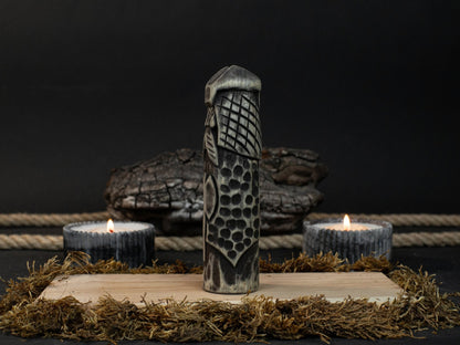 Hand-carved wooden Vidar figurine, 14 cm tall, Norse god of vengeance statue