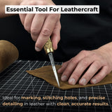 Hand-Forged Leather Awl with ash wood handle and high-carbon steel blade