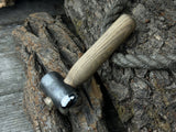 Hand-forged leather hammer with carbon steel head and ash wood handle