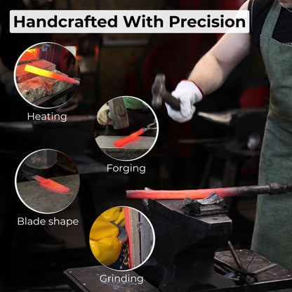 Hand-Forged Roughing Knife with 5 cm blade and ash wood handle by Sharky Forged Steel Tools