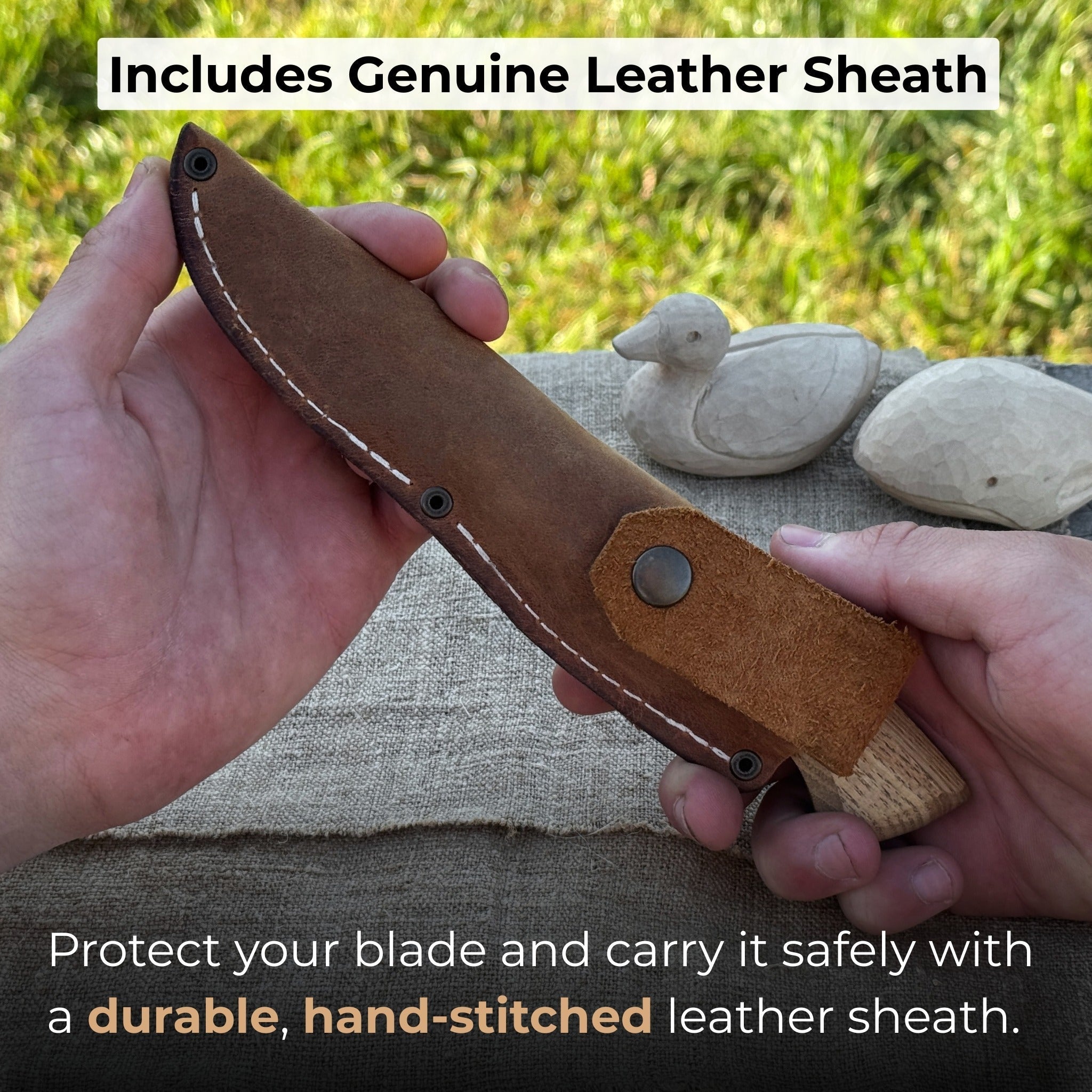 Hand-Forged Sloyd Knife with 7.5 cm blade and ash wood handle by Sharky Forged Steel Tools